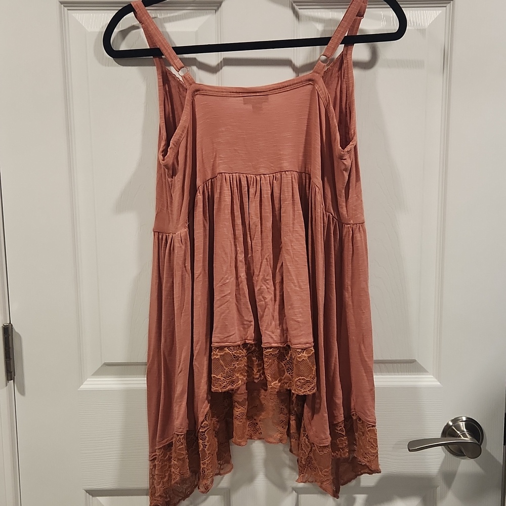 Torrid Dusty Rose Lace-Trim Tank Top - Picture 5 of 8